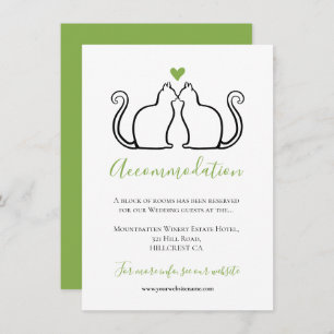 Carte Cute Black Cats Green Heart Mariage Hébergement