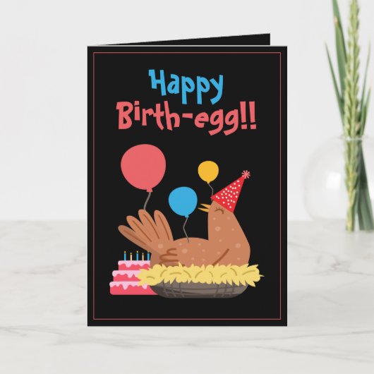 Carte Cute Black Funny Poulet et Humour de gâteau Annive (Devant)