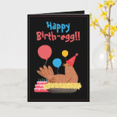 Carte Cute Black Funny Poulet et Humour de gâteau Annive (Fleur jaune)