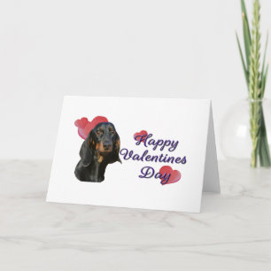Carte Cute Black Tan Dachshund Coeurs de la Saint-Valent