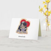 Carte Cute Black Tan PopArt Bernedoodle (Fleur jaune)