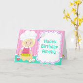 Carte Cute Blonde Girl Baking Anniversaire (Fleur jaune)