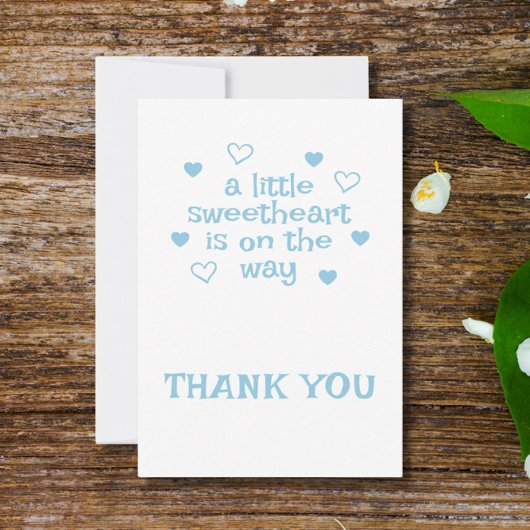 Carte Cute Blue Boy Baby shower Merci plat