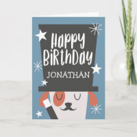 Cute Blue Magic Chien Anniversaire | Ajouter un no