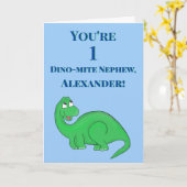 Carte Cute Blue Nephew Son Garçon 1er Anniversaire Dinos (Fleur jaune)