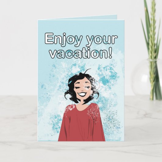 Carte Cute Blue Ocean Waves Profitez De Vos Vacances (Devant)