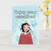 Carte Cute Blue Ocean Waves Profitez De Vos Vacances (Fleur jaune)