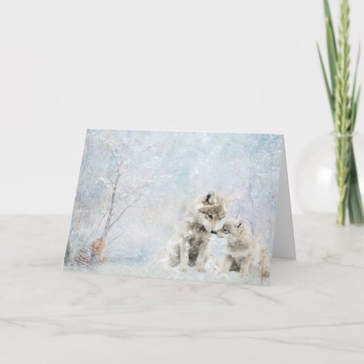 Carte Cute Bois Animaux Coyotes Dans Un Salutation De Ne (Devant)