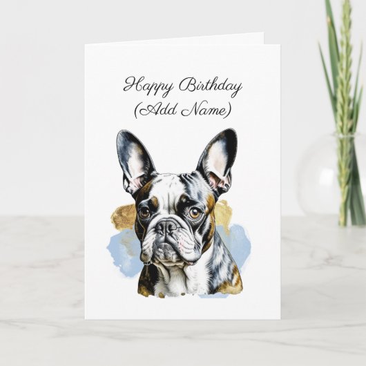 Carte Cute Boston Terrier Personnalisé Anniversaire (Devant)