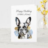 Carte Cute Boston Terrier Personnalisé Anniversaire (Fleur jaune)