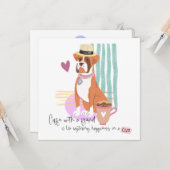 Carte Cute Boxer Chien Café Happiness Citer Toute Occasi (Devant/Arrière en situation)