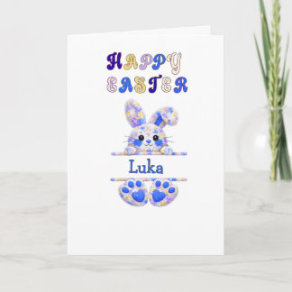 Carte Cute Boy Easter Bunny Personalize