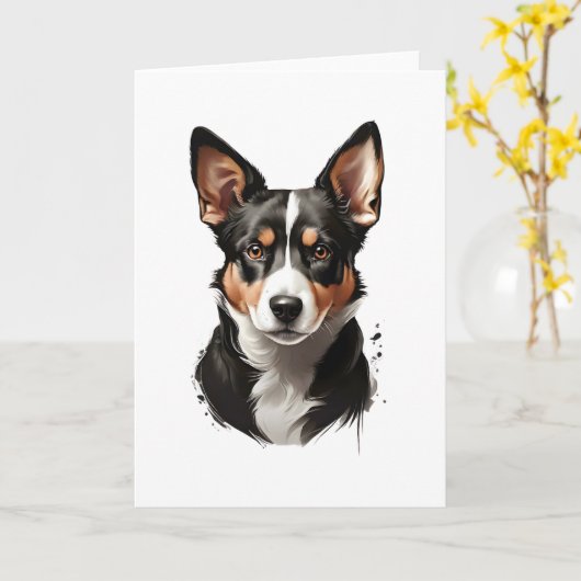 Carte Cute Brown blanc noir Chien Chien Chien Chien Chie (Fleur jaune)