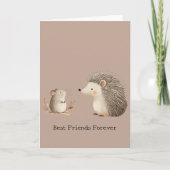 Carte Cute Brown Cream Hérisson Souris Meilleurs amis (Devant)