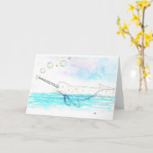 Carte Cute Bubble-Popping Narwhal Watercolor (Fleur jaune)