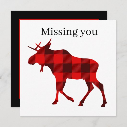 Carte Cute Buffalo plaid vous manque orignal (Devant / Derrière)