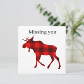 Carte Cute Buffalo plaid vous manque orignal (Debout devant)