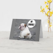CARTE **CUTE BULLDOG** VEUT QUE VOUS "SOYEZ BIEN BIENTÔT (Fleur jaune)