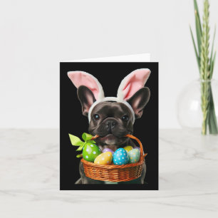 Carte Cute Bunny Ear Français Bulldog Chien Oeufs de Pâq