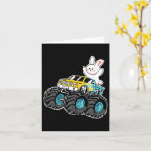Carte Cute Bunny équitation Monster Camion Pâques Jour E (Fleur jaune)