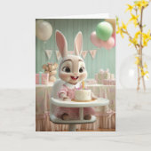 Carte Cute Bunny Girl's First Birthday Smash Cake (Fleur jaune)