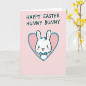 Carte Cute Bunny Heart Greeting Card (Fleur jaune)