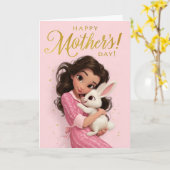 Carte Cute Bunny Hug Mother’s Day Card (Fleur jaune)