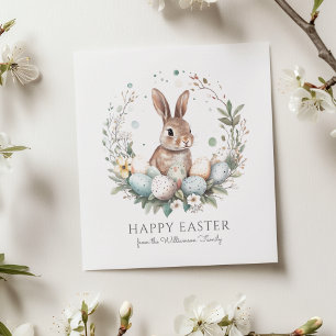 Carte Cute Bunny Oeufs Garland Wreath Personnalisé Pâque