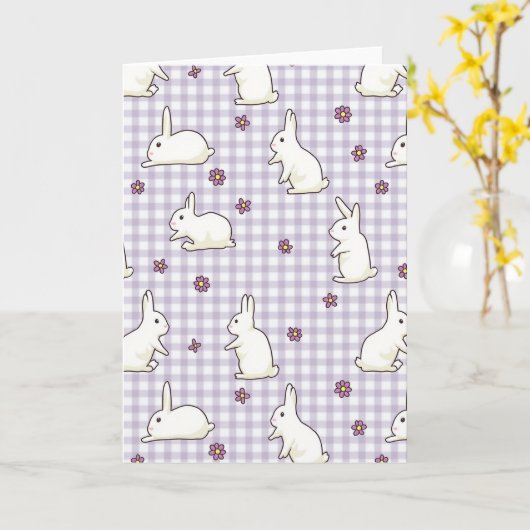 Carte Cute Bunny Pattern Greeting Card (Fleur jaune)
