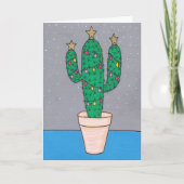 Carte Cute cactus décoré pour Noël, personnalisé (Devant)
