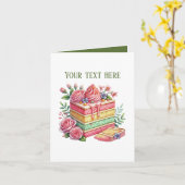 Carte Cute cake slice customizable bakery vendors (Fleur jaune)
