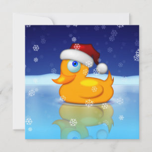 Carte Cute Canard en caoutchouc avec Santa Claus Casquet