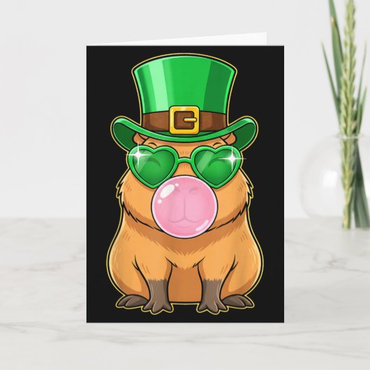 Carte Cute Capybara St Patricks Day Capybara Bubble Gum  (Devant)