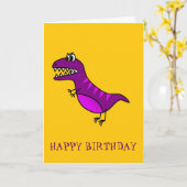 Carte Cute cartoon angry purple dinosaure (Fleur jaune)