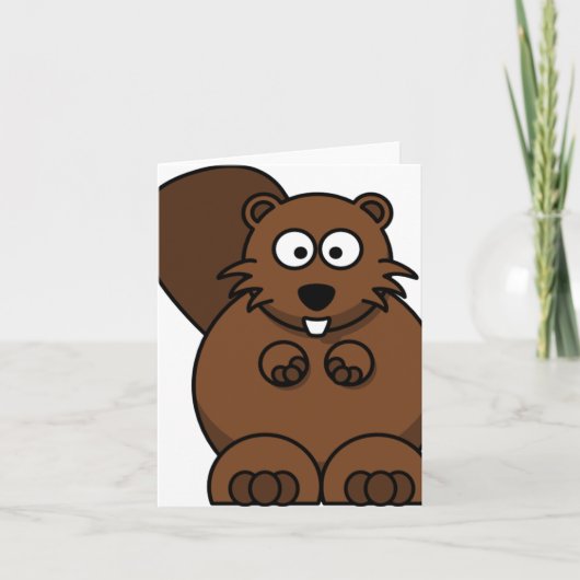 Carte Cute Cartoon Beaver Funny Bois Animal (Devant)