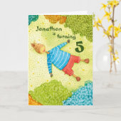 Carte Cute Cartoon Boy's Custom Birthday (Fleur jaune)