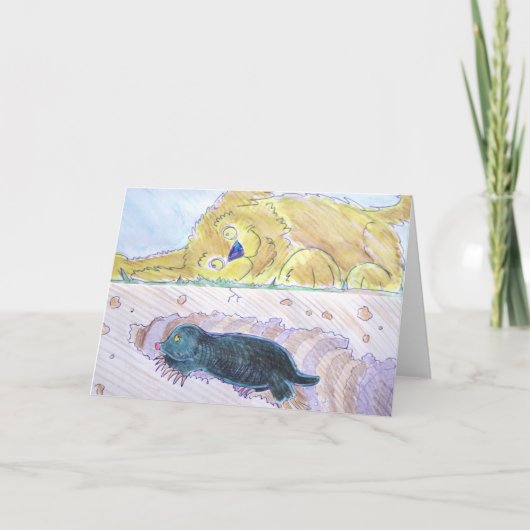 Carte cute cartoon digging while dog lisch (Devant)