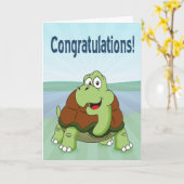 Carte Cute Cartoon Turtle Smiling pour Félicitations (Fleur jaune)