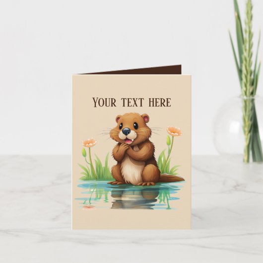 Carte Cute castor ajouter du texte n'importe quel but (Devant)