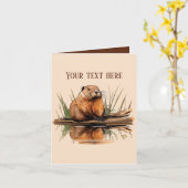 Carte Cute castor ajouter du texte n'importe quel but (Fleur jaune)