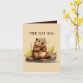 Carte Cute castor ajouter du texte n'importe quel but (Fleur jaune)