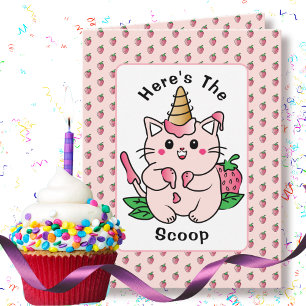 Carte Cute Cat Cartoon Glace Cream Sweet Moderne Anniver