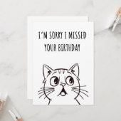 Carte Cute Cat Funny Anniversaire Belé (Devant/Arrière en situation)