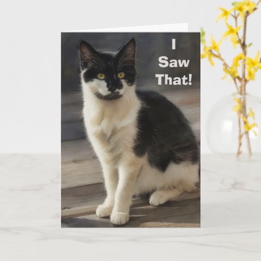 Carte Cute Cat Great Job Work Thanks Acknowledgement (Fleur jaune)