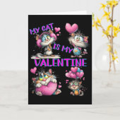 Carte Cute Cat Heart Lloon Saint-Valentin (Fleur jaune)