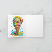 Carte Cute Cat Ice Cream Cone coloré (Intérieur)
