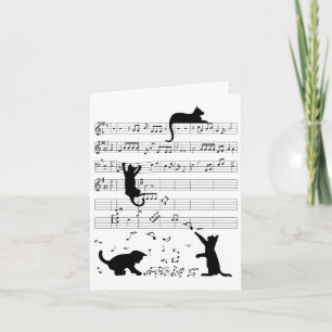 Carte Cute Cat Kitty Playing Music Note Clef