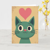 Carte Cute Cat Love Heart Card (Fleur jaune)
