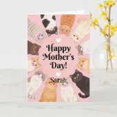 Carte Cute Cat Lover Happy Mothers Day  (Fleur jaune)