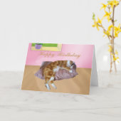 Carte Cute Cat Napping (Fleur jaune)